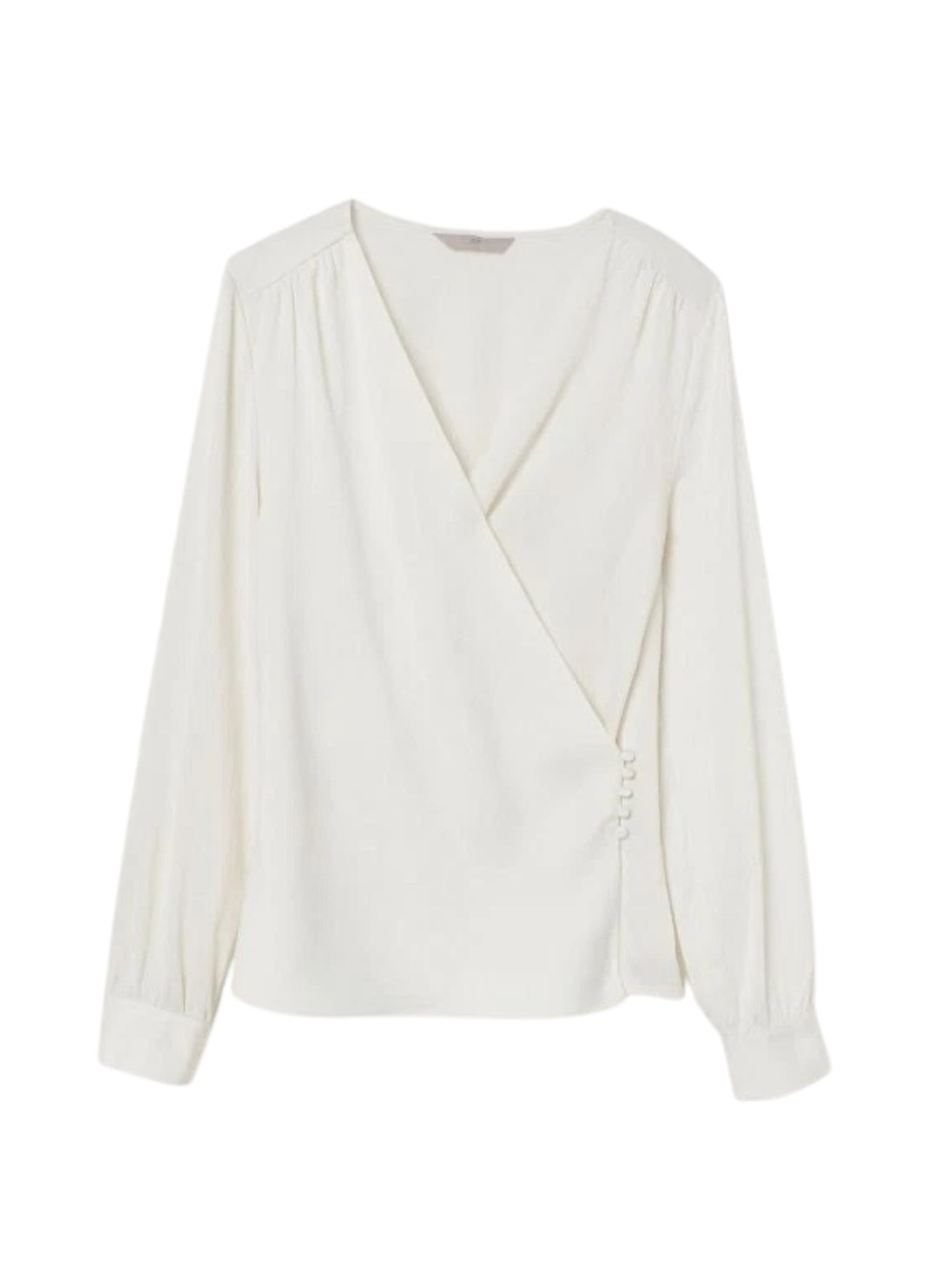 H&M Cream V Neck Wrapover Blouse Size M Elegant Work Top